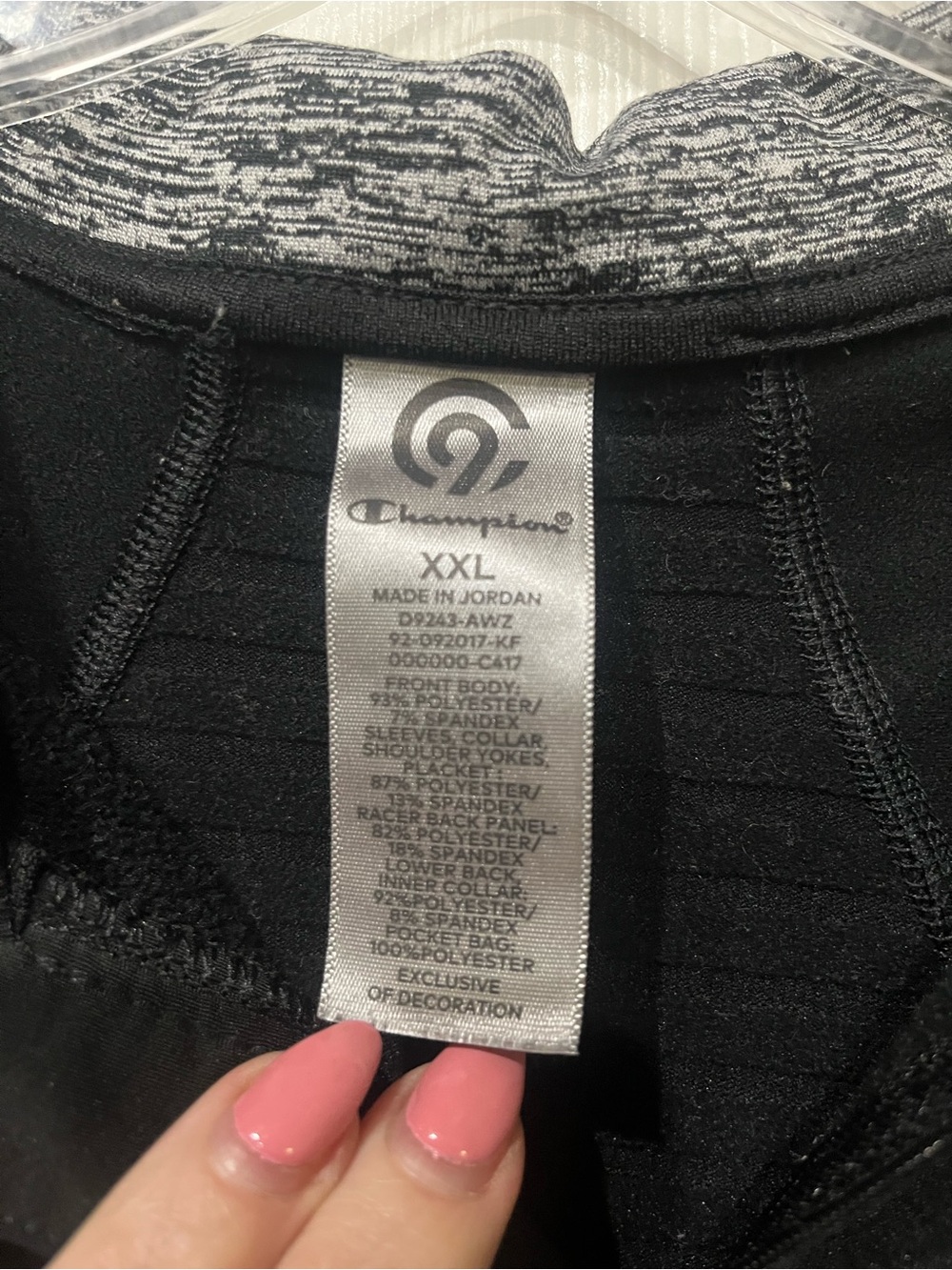 Champion Black Pullover V-Neck with Heather Gray Accents - Picture 2 of 3